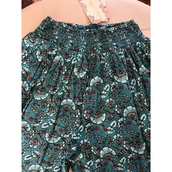 Band of the Free Elise Teal Floral Boho High Waist Wide Leg Pants Size XS NEW - Picture 8 of 11